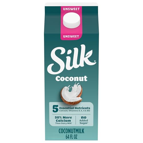 Silk Coconut Milk, Unsweet, Dairy Free, Gluten Free, Delicious Vegan Milk with 50% More Calcium than Dairy Milk, 64 FL OZ Half Gallon