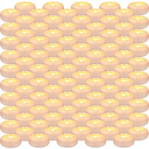 CLTNIKET 100-Pack 2-Inch+ Spiral-Pattern Water-Activated Flameless Floating LED Candles - Battery-Powered and Perfect for Wedding Vases Bathtubs Pools and Large Events.