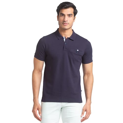 Image of Parx Regular Fit Dark Blue T-Shirt for Men