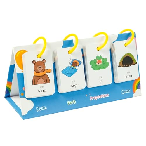 Reading Flashcards, Sentence Building Learning Charts, 8.39×3.11×4.21 Inches 78 Educational Cards with Phrase Training Table for Kindergarten, Nursery, School, Family Activities