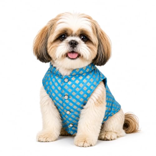 Image of Payton PERYY Dog Sherwani Kurta Dress Outfit Perfect for Diwali, Weddings and Special Events (Customized Size, Blue)