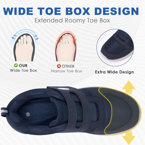 HiGropcore Diabetic Shoes for Women Men Wide Width Adjustable Walking Shoes Arch Support Orthopedic Edema Diabetic Shoes for Swollen Feet Neuropathy Fasciitis2