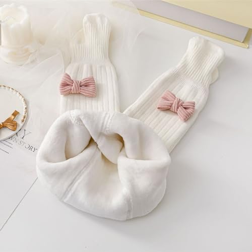 Toddler Baby Girl Fleece Lined Tights Winter Ribbed Knit Footed Leggings Bow Dec Stockings Pantyhose Socks4