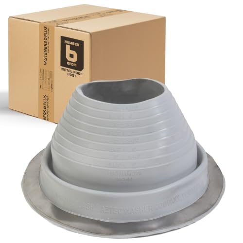 Image of Fasteners Plus #6 Round EPDM Metal Roof Pipe Flashing Boot (Fits 5 inch - 9 inch Pipe OD), Gray
