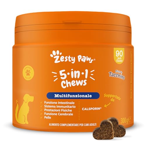 Zesty Paws Multivitaminici 5 in 1 per Cani, 90 Pz