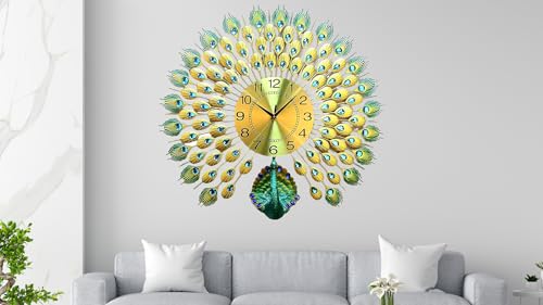 Image of RECTITUDE Wall Clock Silent Quartz Decorative Wall Clock Non-Ticking Classic & Modern and Stylish Silent Movement Peacock Wall Clock Easy to Read for Room /Home /Kitchen /Bedroom /Office (BF392)