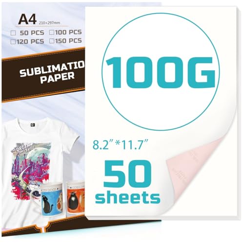 La mejor comparación de Papel transfer para comprar online. 43 Papel de Sublimación A4, 50/100 Hojas 100g/m² Papel de Transferencia de Calor Impresión Compatible con Todas las Impresoras de Sublimación para Algodón Metal Cerámica Vidrio...