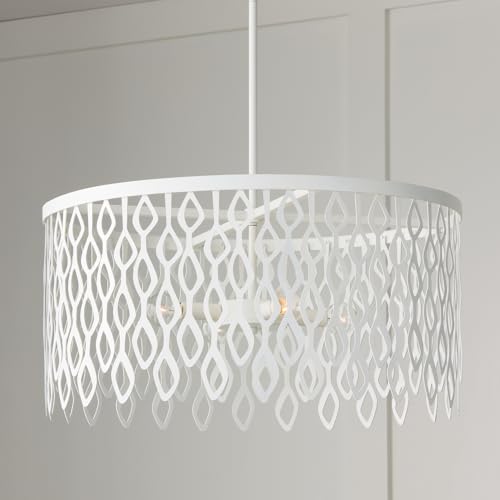 Image of Capital Lighting 352941WE Phoebe Modern Laser-Cut Adornments Lace-Like Pendant, 4-Light 240 Total Watts, 24 inch H x 24 inch W, Matte White