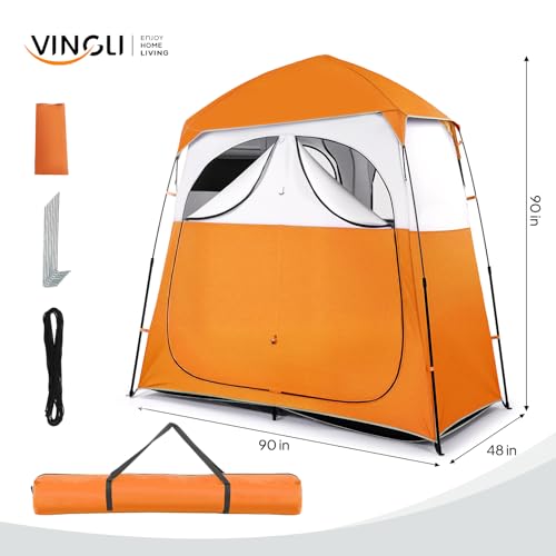 VINGLI tienda de ducha instantánea para 2 personas, 7.5 pies, con bolsa de transporte, privacidad para cambiarse, ideal para camping y uso portátil miniatura 7