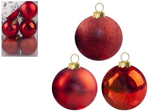 Crillys 12 Small Red Baubles 4.5cm Assorted Designs