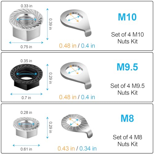 image for Syocsek 24PCS Bike Nuts and Safety Washers, M8 M9.5 M10 Bicycle Axle N