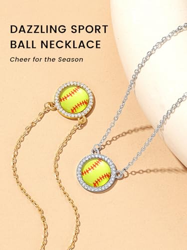 Bestyle Trendy Sport Ball Necklace for Women, Soccer/Softball/Basketball/Volleyball/Basketball Mom Necklaces, Great Game Day Team Gift for Ball Fans Players4