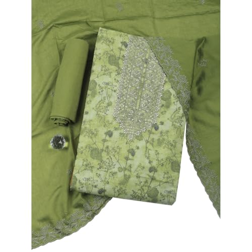 Meena Bazaar Cotton Suit Piece for Women | Soft Lightweight Cotton Suit Material | Elegant Unstitched Dress Material for Salwar Suit, Kurta & Ethnic|1784-COT-SPP-PISTA-GREEN Deal