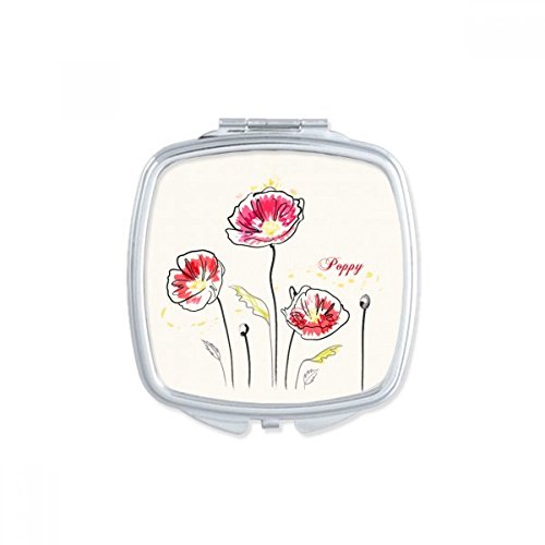 Miroir de poche de maquillage compact carré au design fleur de pavot multicouleur - 2