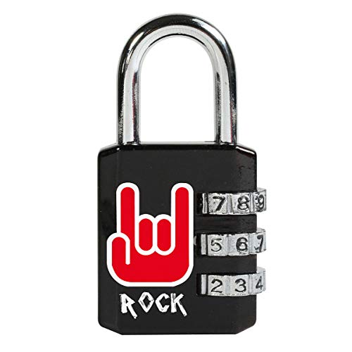 Master Lock 1509EURDROCK Cadenas à combinaison avec motif rock, 6,2 x 3,2 x 1,4 cm, noir et rouge