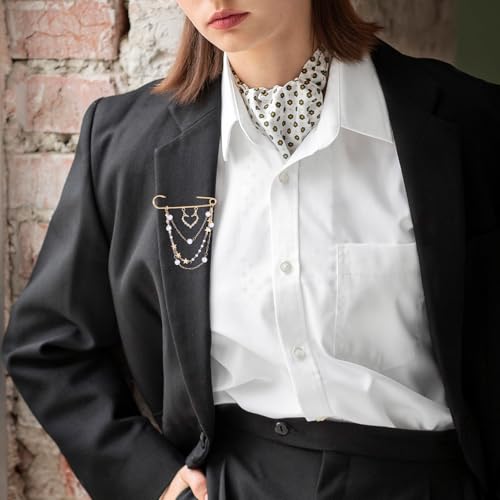 Image of Number 5 Lapel Brooches and Pins, Designer Brooches for Women Vintage Gold Pins and Brooch Imitating Pearl Rhinestone Brooch Pin Fashion Lapel Pin for Wedding Banquet Jewelry Gift