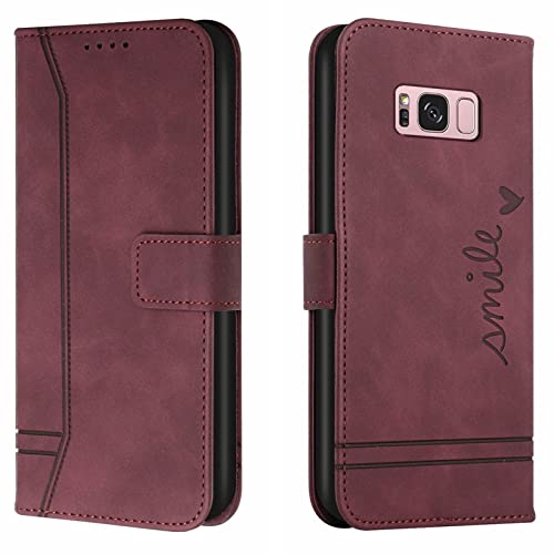 Lihondar Cover per Samsung Galaxy S8 Plus, Custodia Samsung S8 Plus Portafoglio, Flip Libro Wallet Case Custodia in Pelle PU, Slot per Schede, con Magnetica a Scatto per Samsung S8 Plus (Rosso)