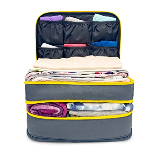 Biaggi Double Deck Compression Packing Cube –2-in-1 Expandable Travel Organizer with Integrated Shoe Cube Compartment – Lightweight Packing for Carry-On or Suitcase3