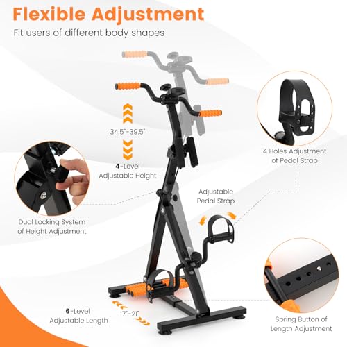 Image of GYMAX Pedal Exercise Bike for Seniors, Hand Arm Leg and Knee Fitness Machine with Massage, LCD Monitor, Adjustable Height and Length for Total Body, Home Exercise Equipment for Elderly
