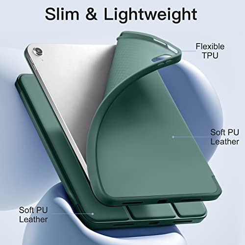 Image of Akkerds Compatible with iPad (A16) 11th Generation Case 11 Inch 2025, for iPad 10th Generation Case 10.9 Inch 2022 with Pencil Holder, Slim Trifold Stand Protective Cover with Soft TPU Back,Pine Green