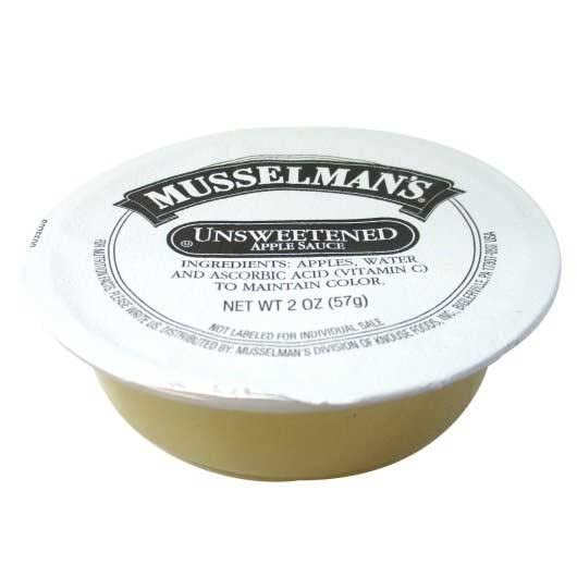 MusselmansUnsweetened Apple Sauce, 2 Ounce Cup - 144 per case.