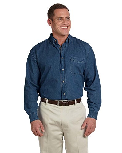 Harriton M550 Mens Denim Shirt Dark Denim XX-Large - Image 4