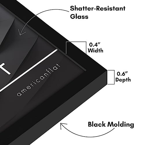 Americanflat 11x14 Picture Frame with Shatter-Resistant Glass - Streamline Collection - Thin Border Picture Frame for Wall Display - Hanging Hardware Included - Black