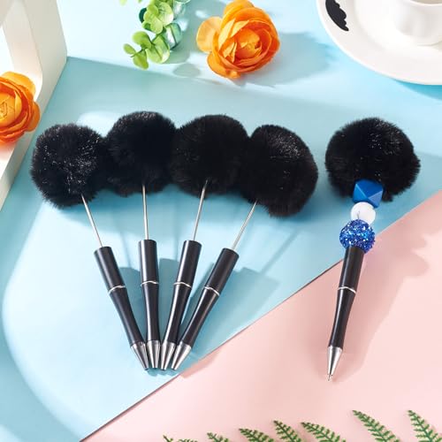 Beadthoven 10 peças de canetas fofas com contas, canetas DIY fofas canetas pompom felpudas canetas e
