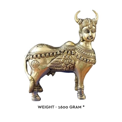 Image of Brass Kamdhenu Cow Statue | Spiritual Vastu Showpiece for Home & Office | Symbol of Wealth, Prosperity & Abundance | Decorative Statue for Pooja Room |Gift Item