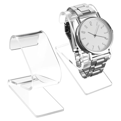 Xinjoduz 2 Stück Uhrenständer Uhrenhalter Armbandständer Transparenter Acryl Schmuck Display Halter Uhren Halterung Armband Rack Halter für Männer Frauen Zuhause Geschäft (7.5× 6.4 ×3.5 cm)