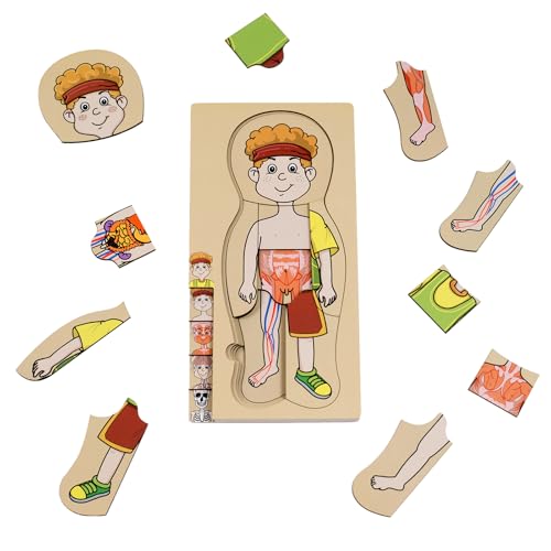 As minhas partes do corpo quebra-cabeças para crianças pequenas meninos Montessori quebra-cabeças de anatomia de madeira 3-5 anos de idade pré-escolar jogo educativo corpo humano brinquedo cognitivo