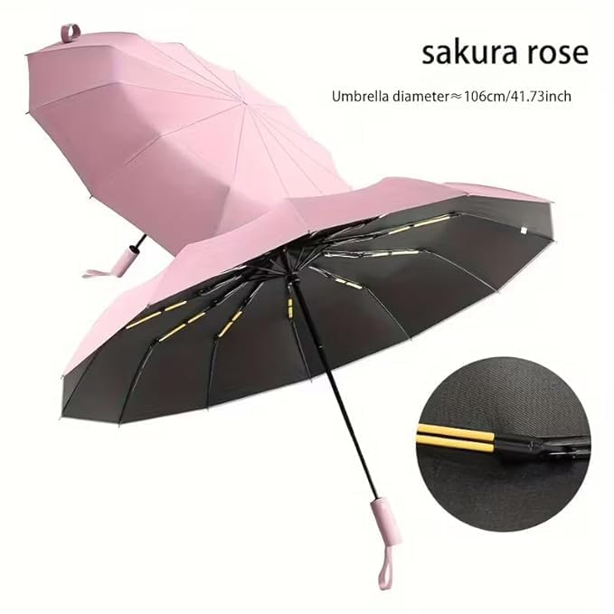 Image of ๐๐ฎ๐ป๐๐ฒ๐ฟ๐ฎ Compact Automatic Folding Umbrella - Windproof, UV Protection, ๐ญ๐ฎ ๐ฅ๐ถ๐ฏ๐ Lightweight Portable Travel Portable Umbrella for Men & Women Use in Sun & ๐ฅ๐ฎ๐ถ๐ป (Pink)