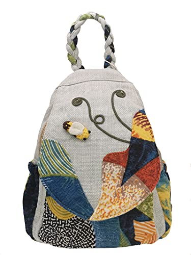 Image of Small Canvas Backpack, Retro Boho Washed Hippie for Women Daily Commute (Cricket Decorations)