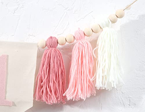 Image of 1st Birthday High Chair Banner,Pink Tassel Theme Banner For Girl,1st Birthday Photo Backdrop,Wall Hangings Decorative for Kids Bedroom Nursery Party Holiday Classroom Decoration (pink)