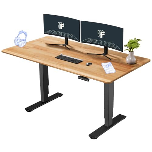 Image of FLEXISPOT E6 Solid Wood Dual Motor 3-Stage Electric Standing Desk, 63 x 30