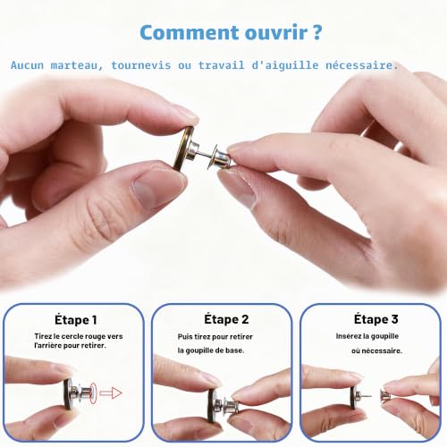 DESIOLE Boutons réglables pour jeans, 14 lots, sans couture – vue 2