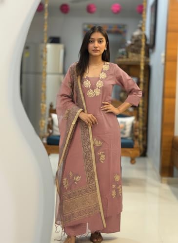 Image of ANNI Designer Women's Rayon Viscose Straight fit Printed Embroidered Kurta with Pant & Dupatta | Ethnic Kurta Set for Women | Daily, Office & Festive Traditional
