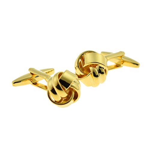 Mancuernillas Doradas con Nudo para Hombre X2F061 miniatura 1