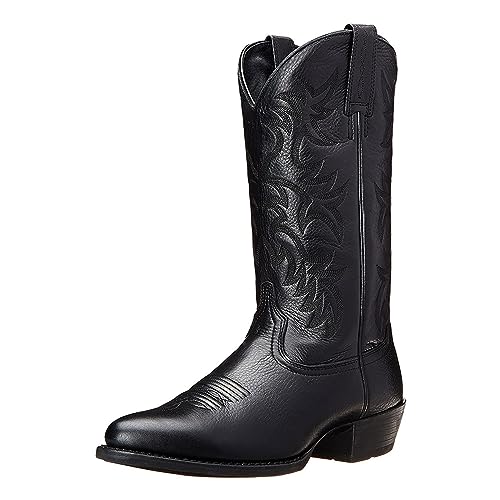 ADMLZQQ Mens Classic Durable Round Toe Embroidered Western Rodeo Cowboy Boots