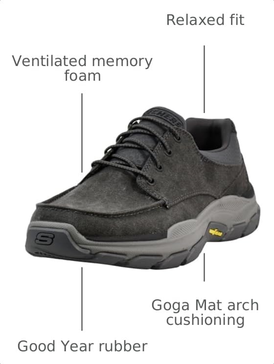Image of Skechers Men's USA Respected - Loleto Moc Toe Bungee Lace Slip On | Casual, Relaxed Fit, Air-Cooled Memory Foam, Goga Mat Arch, Goodyear Outsole