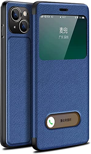 Coque iPhone 13 magnétique étui livre en TPU bleu aux finitions soignées