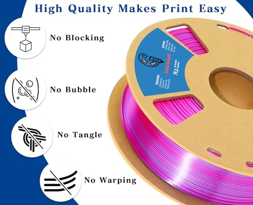 Image of Goto Guard Silk PLA Filament, Dual Color PLA Rose Red and Blue, 3D Filament Multicolor PLA, Multicolor Filament for Most 3D Printer, 3D Printing Filament 1.75mm 1KG(2.2lbs)
