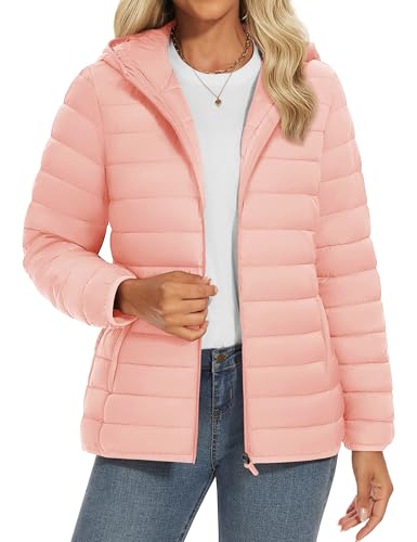 YUCOLEN Women's Puffer Jacket with Hood Lightweight Quilted Padded 4