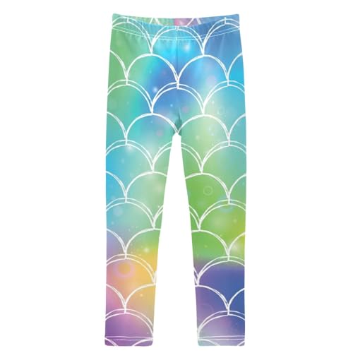 Girls' Leggings Ankle Length Printed Leggings Princess Rainbow Scale Soft Comfortable Pants for Kids 4-10 Years