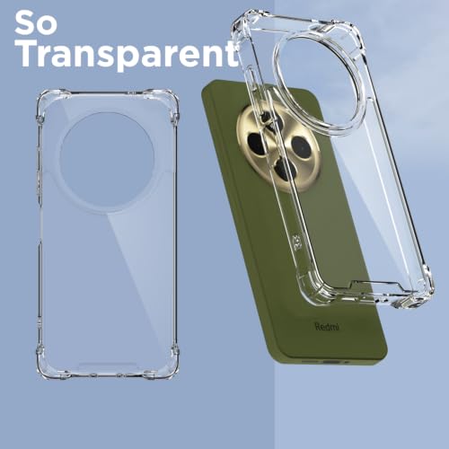 Image of Outlouders Back Cover for Redmi A4 5G / Redmi 14C 5G / Poco C75 5G Clear Transparent PC + TPU Bumper Case with Raised Edges for Shockproof Protection (Transparent)