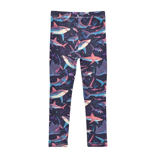Sharks Girls' Leggings Toddler Doodles Swimming Kids Yoga Pants Dance Active Tights 4T2