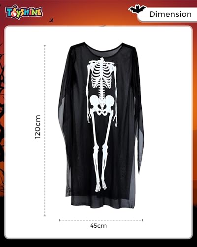 Image of Toyshine Black Cosplay Scary Ghost Bhoot Skeleton Halloween Costume Fun Entertaining Fancy Dress Theme Party Props For Kids Boys Girls,5-9yrs