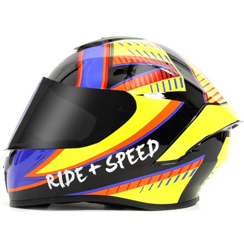 Casco de Moto Integrales Vintage para Mujeres Y Hombres Casco Motocicleta con Visera Cascos Crash Scooter DOTECE Homologado Cascos Integrales de Motocross Transpirable Y Cómoda R,XL=61~62CM