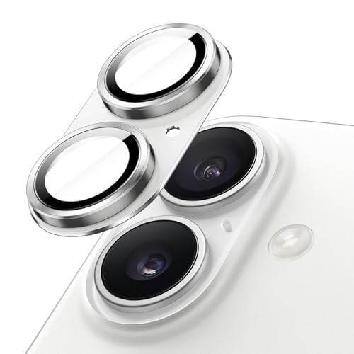 Image of PreCure Camera Lens Protector Compatible for i-Phone 17 (6.3-Inch) Full Coverage 9H Tempered Glass with Matte Metal Plate, Anti-Scratch, Case Friendly, HD Clear, 1-Pack (SILVER)