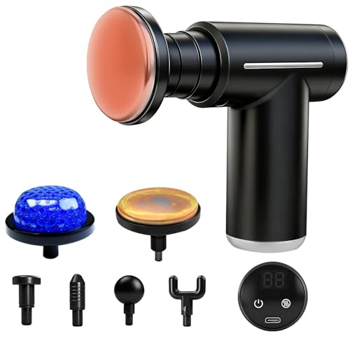 Massage Gun with Heat and Cold Massage Gun Deep Tissue with 6 Speeds 6 Heads Muscle Massage Gun for Home Office Workout Muscle Pain Relief
